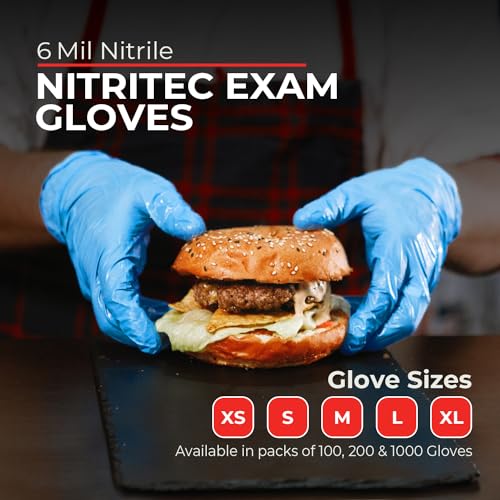 London Labs Heavy Duty 6 Mil Blue Nitrile Gloves Disposable Latex & Powder Free -Extra Stretchy Fentanyl Safe |Medical,First Aid Kit,EMT|Food Safe Rubber Gloves for Cooking & Cleaning|Bulk Pack (1000) - size: Small, style: 1000 Count