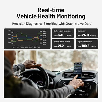 TOPDON Carpal OBD2 Scanner Bluetooth - Scanner for Car,Full Diagnostic Tool | AI-Assisted All System Diagnostic Tool for iOS & Android, Vehicle Health Check, 6 Reset Services, Smog Check, Repair Guide