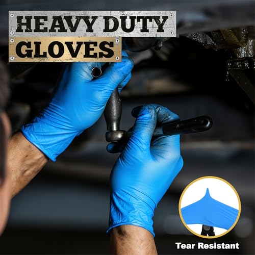 TitanFlex Heavy-Duty Blue Nitrile Gloves, 6-mil, Fully Textured, Mechanic Disposable Gloves, Powder-Free, Latex-Free - color: 02 Blue (M, 100ct)