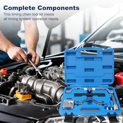 Engine Timing Chain Tool Kit, Premium Grade Camshaft Alignment Locking Set, Precise Universal for Vau/x/ha/ll, O/pe/l, Che/v/y Cr/u/ze, Che/v/Role/t, 2009-2020 1.0/1.2/1.4L Engines