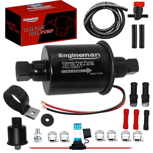 Universal Electric Fuel Pump 12V 2.5-4.5 PSI Inline External 5/16 Inch Compatiable with Gas Diesel Marine Carburetor Marine E8016S with 6.56 FT 5/16" ID Fuel Line Hose - size: E8016S 2.5-4.5 PSI+ 6.56ft Hose