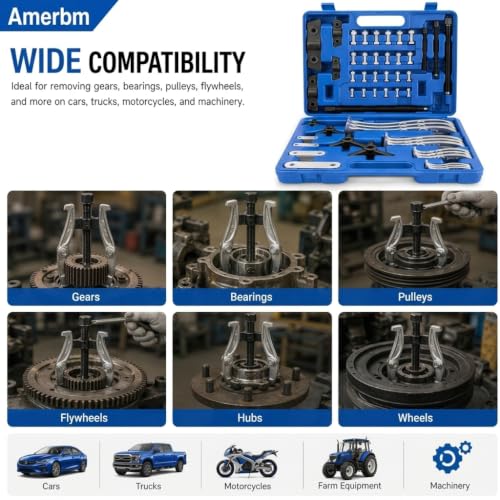 4-Piece Heavy Duty Gear Puller Set, 3" 4" 6" 8" 2 and 3 Jaw Pulley Puller Bearing Separator Kit, Professional Bearing Puller Kit & Gear Hub Pulley Puller Tool for VP44 Rusted Flywheels