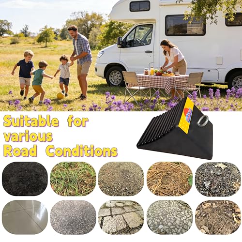 Goshen Sun- Heavy Duty Rubber Wheel Chocks with Reflective Strips - Set of 4 (7.8x5x4) /Wheel Wedge/Tire Stop Block/Curb Parking Stopper/Parking Aid,All-Weather, Non-Slip,SUV(004-Yellow)