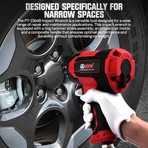 1/2'' Composite Air Impact Wrench, 1200 ft-lbs Torque, 4.08 lbs Lightweight | Variable Power Settings | 8500RPM Heavy Duty 1/2 Compact Air Impact Gun Pneumatic Impact Wrench for Auto Repair - size: 1/2 inch | 1200 ft-lbs