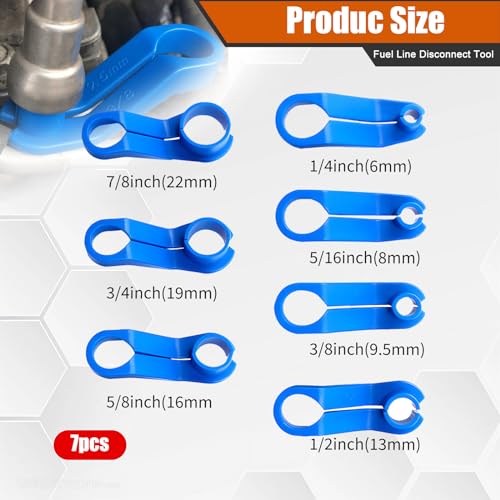 7PCS Fuel Line Disconnect Tool Set - 1/4 5/16 3/8 1/2 5/8 3/4 7/8 Inch Fuel Filter Quick Disconnect Removal Tool