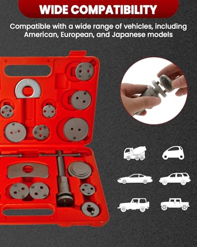 SIXIWANZI Brake Caliper Tool Heavy Duty Brake Caliper Compression Tool Red 24pc - color: RED