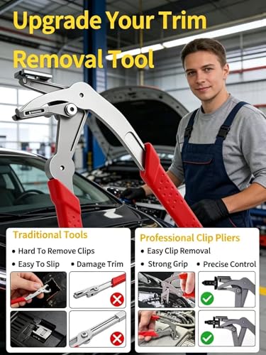 Professional Car Clip Pliers – Multi-Functional Automotive Clip Remover & Installer Tool for Interior Door Panel Fastener Push Pin Retainer Clip – Plastic Trim Removal Kit with Damage-Free Disassembly