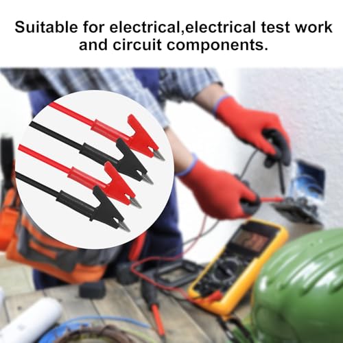 Dual-Ended Crocodile Alligator Clips 15A Test Lead Wire Cable with Insulated Clips 3.3ft/1m Flexible Copper Clamps for Electrical Testing - color: 1set dual-ended clip