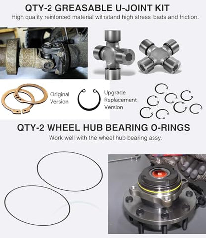 Front Axle Seal U Joint Kit & Inner Knuckle Oil Seals & Outer Tube Seals & Hub O-Rings for 2005-19 Ford Super Duty F250 F350 F450 F550 Dana 60, 2014835, 2023068, 2017426, 54983, SPL55-3X, 25-332X - size: for 2005-2019 Ford F250 F350 F450 F550