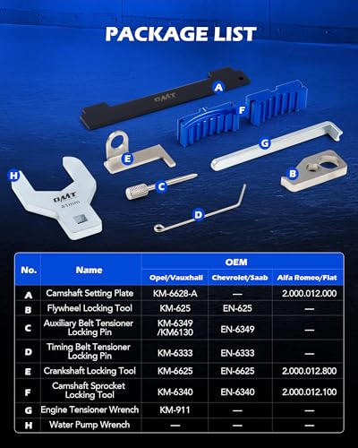 Orion Motor Tech Engine Camshaft Tensioning Locking Alignment Timing Belt Tool Kit with Water Pump Wrench Compatible with Chevrolet Cruze Aveo Orlando Vauxhall Opel Astra Zafira Fiat 16V 1.4 1.6 1.8 - style: Pro Set