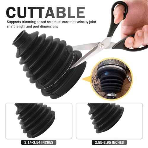 2PCS Upgrade Larger CV Boot Repair Kit,Rubber Anti-Dust CVs Axle Boots Repair Kit with CVs Boot Clamp & Cable Ties,Universal Tie Rod Boots for Most Cars Trucks SUVs