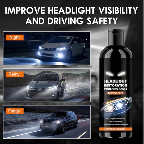 2PCS Headlight Stain Remover Polishing Paste, 2025 New Professional Car Headlight Restoration Kit, Repair with Scratch Removal, Headlight Polish Cleaner for Lights Long-Lasting Clarity
