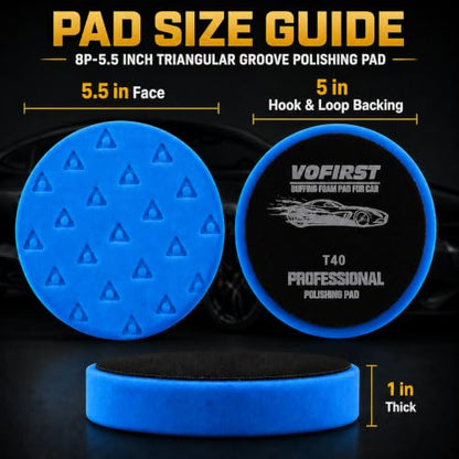 8 Pcs Buffing Pads, Polishing Pad 5.5 Inch 138mm for 5 Inch Backing Plate, High-Density & Reusable Buffing Sponge Pads and Woolen Pads Cutting Polishing Pad Kit for Car Buffer Polisher & Waxing - size: 5.5 Inch