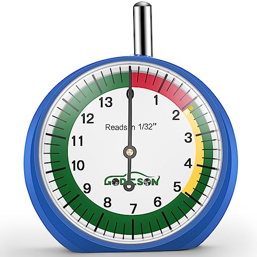 GODESON Tire Tread Depth Gauge, Dial Type Professional for Motorcycle, Car, Truck and Bus, Easy Reading in 32nds (Pack of 10) - size: 10 Pack, style: INCH