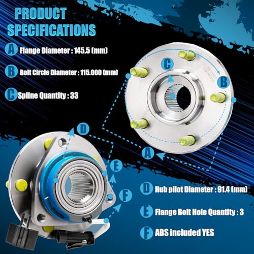 Detroit Axle - 2pc Front Wheel Bearing Hubs for 2000-2013 Chevrolet Impala | 97-08 Pontiac Grand Prix, 2006-2011 DTS, 2005-2009 Buick Lacrosse, 06-11 Lucerne, 00-05 Lesabre, Pair Wheel Bearings and Hubs - style: 513121 x2/Pair