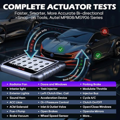Autel MaxiCOM MK808Z OBD2 Scanner, 2026 Bidirectional Scan Tool Same As MK808S MX808S, Work as MaxiCheck MX900 MK900BT, Active Test, 28+ Service, All System Diagnose, Injector Coding, FCA Autoauth