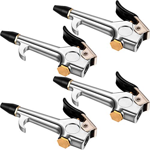 Honoson 4 Pieces 1/4 NPT Lever Blow Gun Air Nozzle Dust Cleaning Blower Gun with Rubber and Safety Tip Nozzles Air Tool for Home Shop Garage Industry(Black) - color: Black