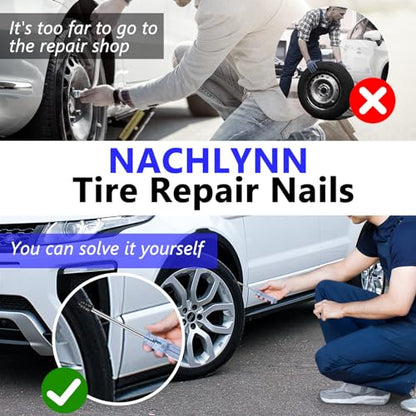 NACHLYNN 50 Pcs Tire Repair Nails Self-Tapping Rubber Screw Tool Self-Service Tire Repair Plugs Nail for Car Motorcycle Truck