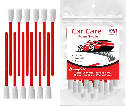 SWAB-ITS® Car Care Cleaning & Detailing Foam Swabs – 12-Piece Reusable, Lint-Free Auto Detailing Set | Precision Interior & Exterior Cleaning | Made in USA (88-8220)