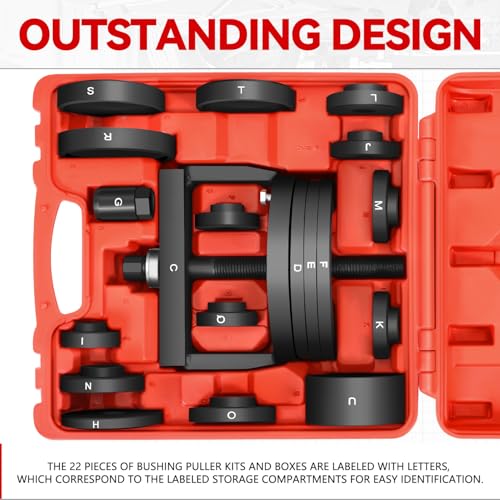 Auto Dynasty 22pcs Bushing Puller Kit with Removal Rear Front Wheel Hub Assemblies Compatible with Most Domestic and Foreign Vehicle Wheel Bearings, Red