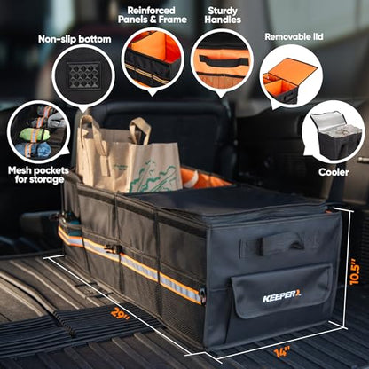 KEEPER Extra Large Car Trunk Organizer, 70L, Multi-Compartment Collapsible Car Organizers and Storage, Non-Slip Bottom, Suitable for SUV, Minivan - size: Extra Large (70L)
