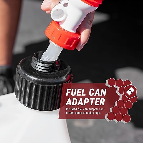 TERA PUMP TRM20-XL Racing Can Hand Fuel Transfer Pump | Manual Siphon Pump for Jerry Cans, 4.2 ft Outtake Hose, 1.9 ft Intake Hose, 3.2 Gal / Min, Flexible Intake Hose - size: 3.2 Gal / Min