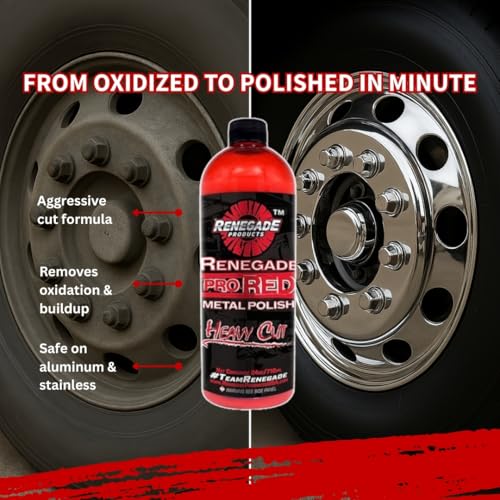 Renegade Products Wheel Window Polishing Bundle – Pro Red Liquid Metal Polish with 1/8" Foam Polishing Cones & Barrels – Drill Attachment Kit for Aluminum & Stainless Steel for Wheels & Tight Spaces