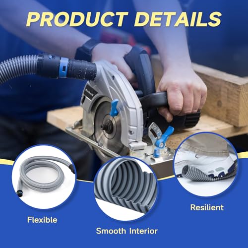 16 FT Power Tool Shop Vac Hose Kit, 2-1/4" Sander Dust Collection Hose with 6 Quick-Connect Vacuum Hose Adapters, Wet/Dry Vacuum Extension Hose for Shop Vacuum System, Table Saw & Woodworking - size: 16FT