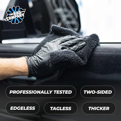 The Rag Company - Creature Edgeless Auto Detailing Towels (10-Pack) Professional 70/30 Blend, Dual-Pile Plush Microfiber, Buffing & Polishing, 420gsm, 16in x 16in, Black - color: Black