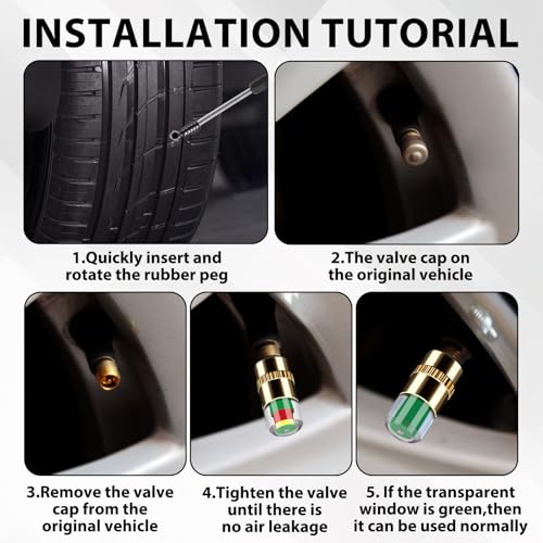 35PCS TireCar Tire Pressure Monitor Valve Stem Caps Sensor Indicator and Repair Plugs, Rubber Nail Kit and Gum Strips for Car Truck Motorcycle Emergency Repair