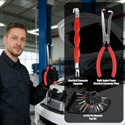 Automotive Tools Electrical Disconnect Pliers & Connector Separator with 18-Piece Terminal Removal Tool Kit for Car Wiring, Battery Terminals and Spark Plug Wires - size: 3 Pack