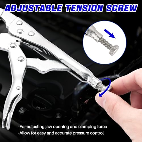 DASBET 10" Hose Pinch-Off Locking Pliers 4 Pack | Self-Locking Pinch Off Pliers Heavy Duty Radiator Hose Clamp Set for Automobile Radiator Pipe Fuel Hose, Water & Vacuum Lines