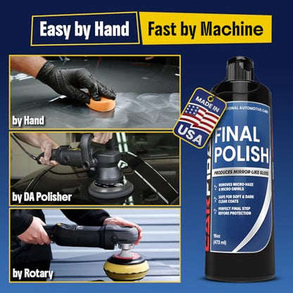 Carfidant Final Polish - Ultra Fine Finishing Polish for Cars - Removes Micro Haze Swirl Marks & Micro Marring - Mirror Gloss Car Polish - Safe for Dark Paint Clear Coat - Pre Wax Ceramic Prep - 16 oz - style: Polishing Compound