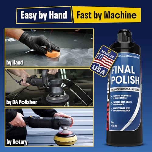 Carfidant Final Polish - Ultra Fine Finishing Polish for Cars - Removes Micro Haze Swirl Marks & Micro Marring - Mirror Gloss Car Polish - Safe for Dark Paint Clear Coat - Pre Wax Ceramic Prep - 16 oz - style: Polishing Compound