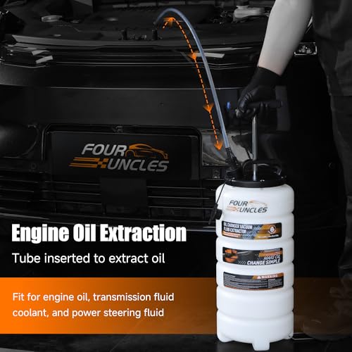 FOUR UNCLES Oil Extractor - Vacumm Fluid Extractor with Pump Tank Remover & Tubes for Oil Change and a Hose for Brake Bleeding - size: 15L Manual
