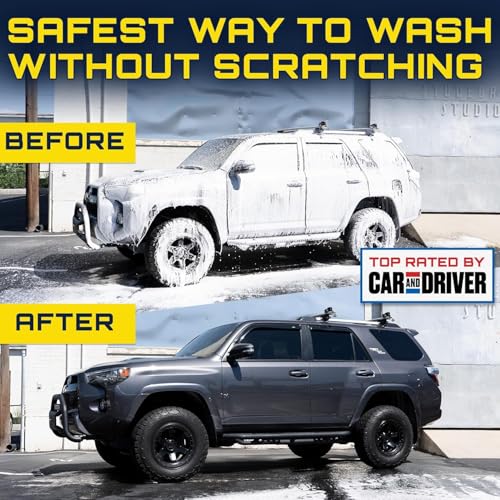 Foam King™ Gun Car Wash + Power Foam Car Wash Soap Strip (10ct = 5 Car Washes) - Connects to Garden Hose, Ultimate Scratch Free Cleaning Snow Blaster Cannon Washing - color: Foam Gun, Soap Sheets (Bundle)