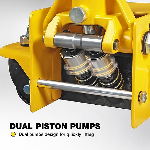 YELLOW JACKET 3 Ton Low Profile Hydraulic Floor Jack with 3 Ton Double Locking Jack Stands