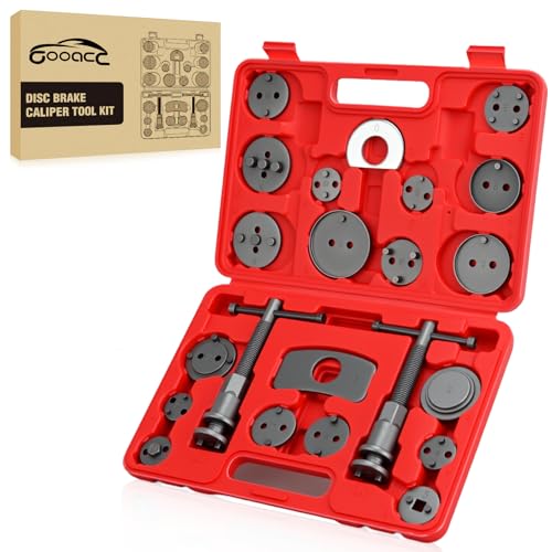 GOOACC 22pcs Disc Brake Caliper Compression Tool Set, Caliper Piston Compressor Tool for Brake Pad Replacement Reset Heavy Duty Brake Tools Brake Caliper Piston Rewind Tool Caliper Press Tool Kit,Red - color: 22pc Brake Caliper Red