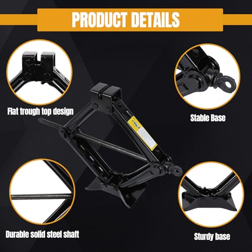Hovom Scissor Jack for Car, 2 Ton (4409 lbs) Car Jack Kit with Ratchet Wrench, Lift Jacks Tool for Tire Changing Repair with Labor-Saving Handle, Portable Emergency Tool for SUV Truck MPV Sedan