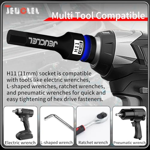 11mm Hex Impact Bit Socket, H11 1/2" Drive Allen Socket, Cr-Mo | 3-Inch, Lengthen Hex Screwdriver Adapter for Electric Ratchet Wrenches Fastening Screws, Socket Wrench, Head Drill - size: 1PC | H11 11MM