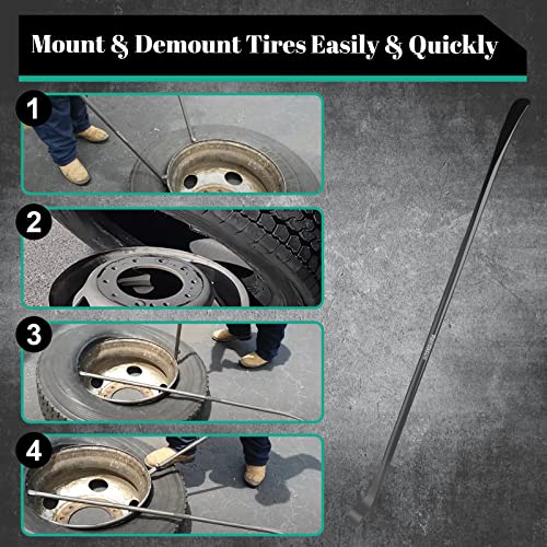 2 PCS Tire Mount and Demount Iron, 34645 Tire Iron, Tire Bars for Semi Tires, Tire Changing Tools, Semi Truck Tire Tools, 37In, 3/4 in, Black - size: Upgrade Hardness, 2 PCS 37 in, 3/4 in