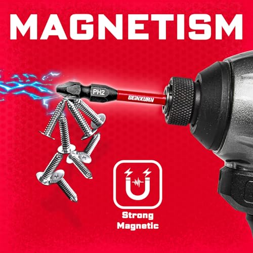 Geinxurn 10Pcs PH2-T25 Impact Double End Screwdriver Bit Set, 2.56 in. #2 Phillips /#25 Torx Power Driver Bits, Magnetic S2 Steel Two Sides Screwdriver Bits Set with Storage M-Box - style: 2.56"-PH2/T25-10PC