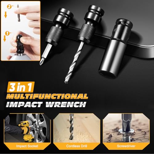 bellaDimora Cordless Impact Wrench Compatible with Dewalt 20V Battery | Brushless Motor, Auto-Stop Reverse, LED Light, 32-Piece Kit, Tire Change, Lug Nuts & Rusted Bolts (No Battery)