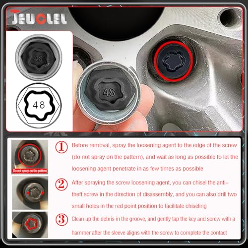 048 Wheel Locking Nut Key Compatible with BMW Series, Socket OD 27mm - ID 25mm, Nut Adapter, Anti-Theft Lug Nut Removal Tool - color: Socket 048