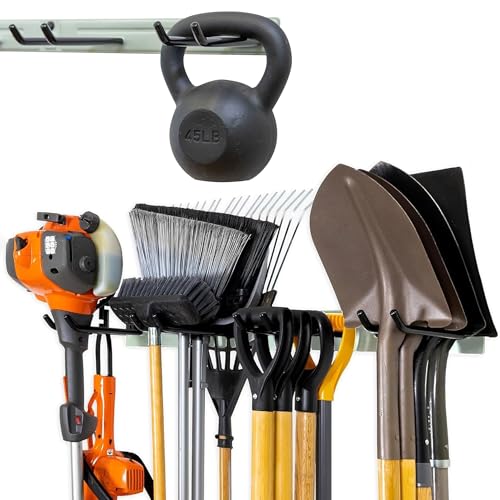 StoreYourBoard 36" Garage Tool Organizer Wall Mount | Garden Tool Organizer System | Heavy Duty Garden Tool Storage Rack for Yard Tools Rakes Shovels 250lbs Garage Organization | 4 PVC Coated Hooks - color: CACTUS, size: 36" Heavy Duty Steel Rack | 4 Hook