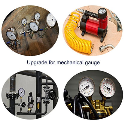 Uharbour Digital Air Pressure Gauge, Digital Pressure Gauge with 1/4'' NPT Bottom Connector and Rubber Protector, 5-200psi Digital Tire Gauge, Accuracy 1% .F.S. - size: 5-200PSI