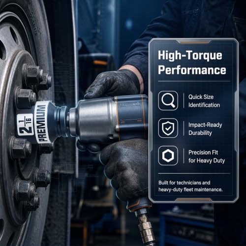 3/4” Drive Impact Socket Set, 2-1/16”-2-1/2” Axle Nut Sockets, 8pcs Shallow Jumbo Sockets, SAE, 6 Point, Cr-V, Repair Tools for Installing and Removing Stubborn Spindle Nuts and Bolts - size: 3/4"SAE