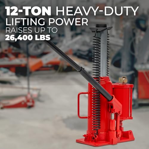 XTREMEPOWERUS 12-Ton (24,000 LBS) Capacity Air/Hydraulic Bottle Jack Low Profile Bottle Jack Lift Auto Repair Automobile Truck SUV Car Lift with Handle - size: 12 Ton Pneum Low Profile