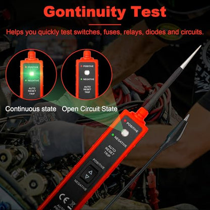 6-in-1 Automotive Circuit Tester,6-24V DC Power Circuit Probe Kit,LED Test Light with Polarity Indicator,7A Overload Protection,13FT Cable for Car Truck Motorcycle Boat(Red) - style: Red