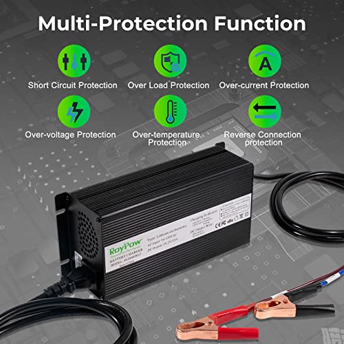 24V 15A LiFePO4 Battery Charger, RoyPow 24V Lithium LiFePO4 Battery Charger 29.2V Lithium Battery Chargers, 15A Smart Battery Maintainer, Designed for 24V LiFePO4 Deep Cycle Rechargeable Batteries